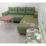 Sofa sudut ukuran 200 x 180 + meja coffe table + stool bulat 2 pcs